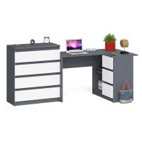 Комплект стол компьютерный МС-16 правый + Комод 800.4 графит/белый
