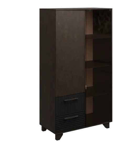 Стеллаж Копенгаген со стеклом венге/черный матовый Стеллаж Копенгаген со стеклом венге/черный матовый