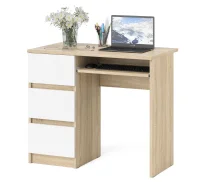 Стол компьютерный три ящика МС-6 дуб сонома/белый (левый)