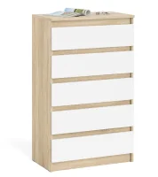 Узкий комод пять ящиков МК 700.5 дуб сонома/белый Узкий комод пять ящиков МК 700.5 дуб сонома/белый