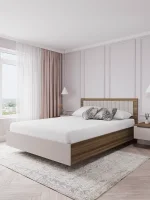 Кровать Роза 140 орех франклин/бежевый скин тренто Кровать Роза 140 орех франклин/бежевый скин тренто