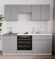 Кухня Тренто 2,0 штукатурка серая с интегрированными ручками