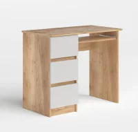 Стол письменный Охта Лайт 6.3 левый дуб вотан/белый