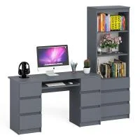 Комплект Мори Стол компьютерный МС-2 + Стеллаж МСТ 600.3 графит