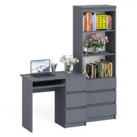 Комплект Мори Стол компьютерный МС-6 правый + Стеллаж МСТ 600.3 графит