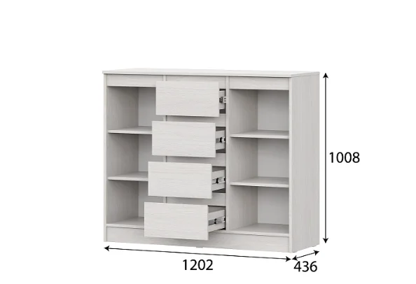 Комод 4 ящика 2 створки Бриз-1 ясень анкор светлый Комод 4 ящика 2 створки Бриз-1 ясень анкор светлый