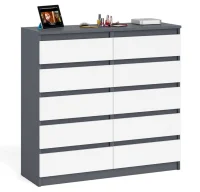 Комод десять выдвижных ящиков МК 1200.10 графит/белый Комод десять выдвижных ящиков МК 1200.10 графит/белый