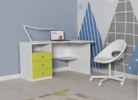 Угловой письменный стол Кадет белый/лайм