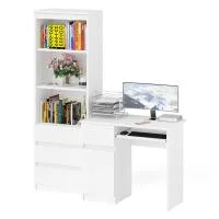 Комплект мебели для учебы Мори, стол компьютерный МС-1 левый + Стеллаж МСТ 600.3 белый