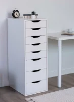 Узкий комод 8 ящиков Ингар белый