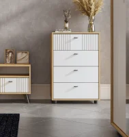 Комод Милан 4 ящика дуб золотой/белый матовый Комод Милан 4 ящика дуб золотой/белый матовый