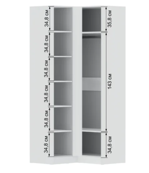 Шкаф угловой Мадрид угол прямой белый