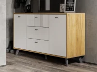 Комод Милан 3 ящика двухстворчатый дуб золотой/белый матовый Комод Милан 3 ящика двухстворчатый дуб золотой/белый матовый