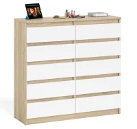 Комод десять выдвижных ящиков МК 1200.10 дуб сонома/белый Комод десять выдвижных ящиков МК 1200.10 дуб сонома/белый