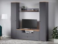 Модульная гостиная Остин серый графит/дуб крафт золотой