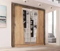 Шкаф-купе Соренто 2.0 дуб крафт золотой/бетон темный