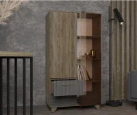 Стеллаж Копенгаген со стеклом дуб сандал/серый графит Стеллаж Копенгаген со стеклом дуб сандал/серый графит