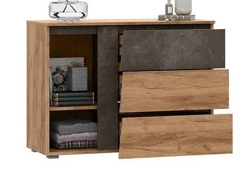 Комод Соренто дуб крафт золотой/бетон темный Комод Соренто дуб крафт золотой/бетон темный