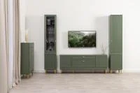 Модульная гостиная Марион дымчатый зеленый/олива шагрень