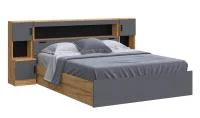 Кровать Бася с надстройкой с тумбами дуб крафт/графит Кровать Бася с надстройкой с тумбами дуб крафт/графит