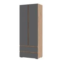 Шкаф 2-х створчатый Хелен ШК-01 серый графит/дуб крафт золото