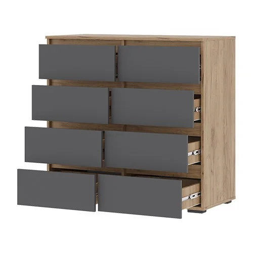 Комод 8 ящиков Хелен КМ 04 серый графит/дуб крафт золото Комод 8 ящиков Хелен КМ 04 серый графит/дуб крафт золото