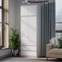 Шкаф 2-х створчатый с антресолью Симпл ШК-03 + ТБ-06 белый