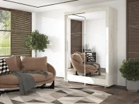 Шкаф-купе Комфорт-12 Прайм 1.5 дуб крафт белый (прямоугольные зеркала)