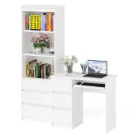 Комплект Мори Стол компьютерный МС-6 левый + Стеллаж МСТ 600.3 белый