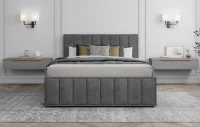 Кровать Лана 140х200 с подъемным механизмом, велюр графит софт Кровать Лана 140х200 с подъемным механизмом, велюр графит софт