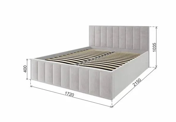 Кровать Лана 160х200 с подъемным механизмом, велюр бежевый софт Кровать Лана 160х200 с подъемным механизмом, велюр бежевый софт