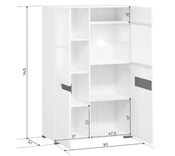 Шкаф с витриной Ацтека REG1W1D/14/9 белый глянец Шкаф с витриной Ацтека REG1W1D/14/9 белый глянец