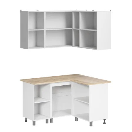 Кухонный гарнитур угловой Лаванда 1400х1200 молочный