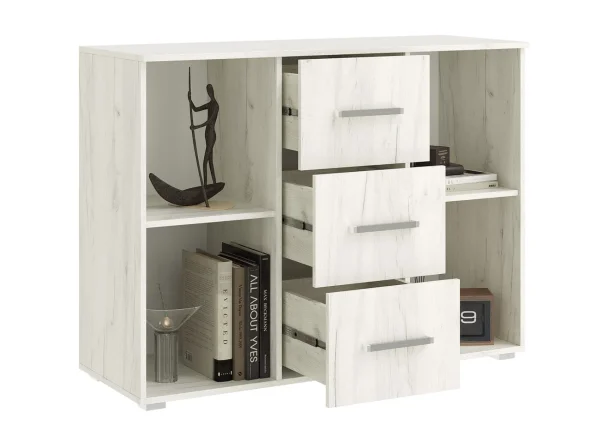 Комод Фиеста New 3 ящ 2 двери (1200) графит/дуб крафт белый Комод Фиеста New 3 ящ 2 двери (1200) графит/дуб крафт белый