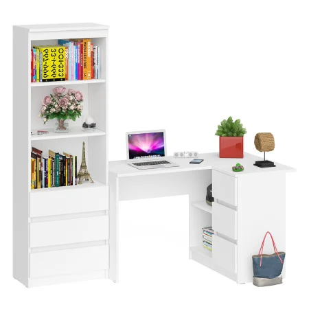 Комплект Мори Стол компьютерный МС-16 + Стеллаж МСТ 600.3 белый