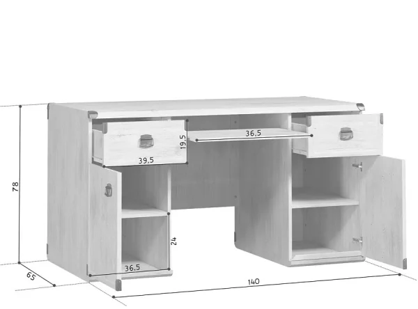 Стол письменный Индиана JBIU2D2S сосна каньон