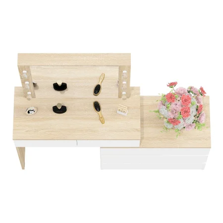 Стол косметический с подсветкой 110 дуб сонома/белый