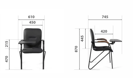 Стул Самба софт со столиком черный