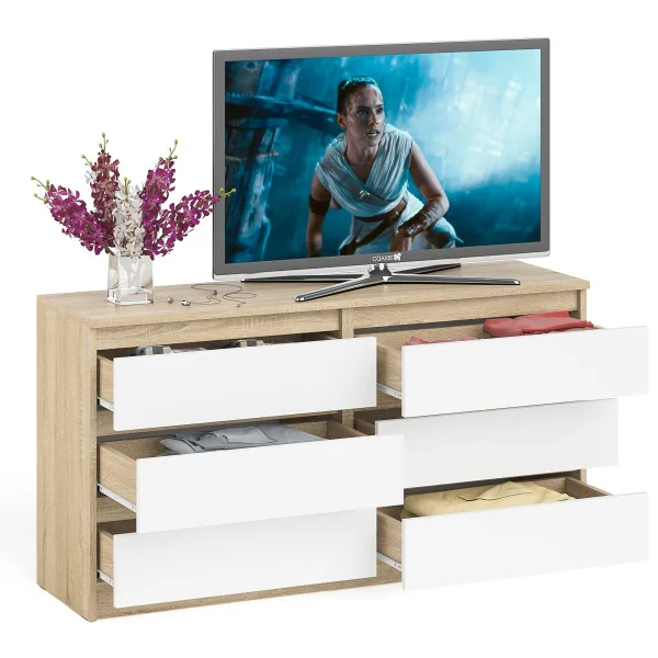 Комод на шесть ящиков МК 1380.6 дуб сонома/белый Комод на шесть ящиков МК 1380.6 дуб сонома/белый