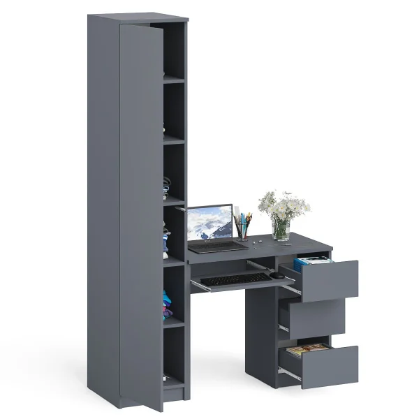 Комплект Мори Стол компьютерный МС-6 правый + Пенал МШ 400.1 графит