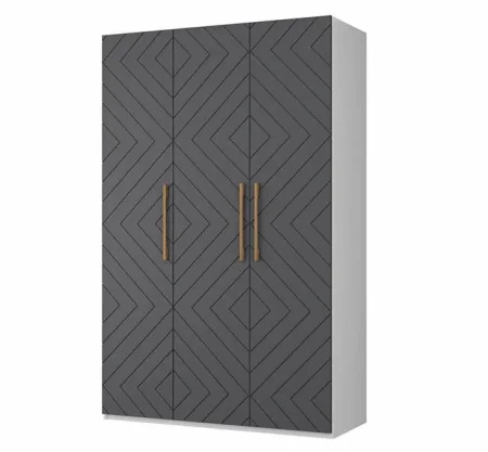 Шкаф 3-х створчатый Копенгаген белый/серый графит