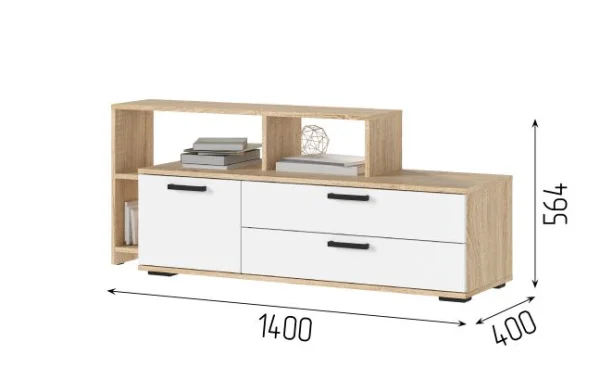 Тумба под ТВ Санса ТВ-01 дуб сонома/белый