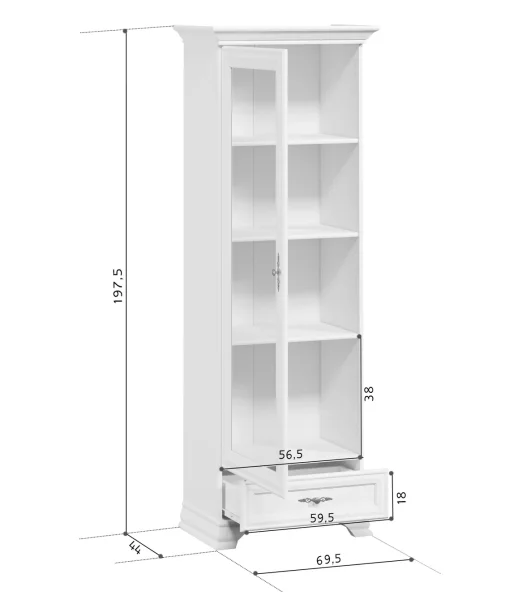 Шкаф-витрина Кентаки REG1W1S белый Шкаф-витрина Кентаки REG1W1S белый