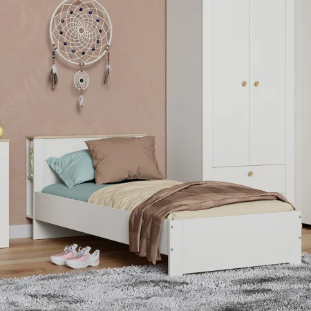 Кровать Джастин 11.54 белый шагрень/дуб белый