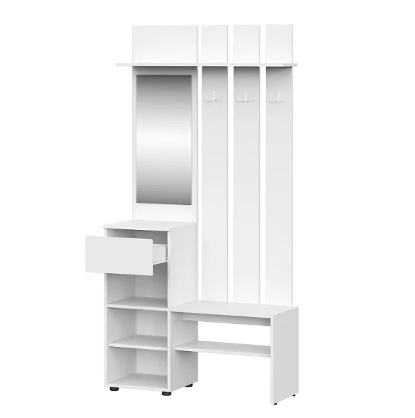 Вешалка с зеркалом Токио белый текстурный Вешалка с зеркалом Токио белый текстурный