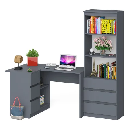 Комплект Мори Стол компьютерный МС-16 + Стеллаж МСТ 600.3 графит