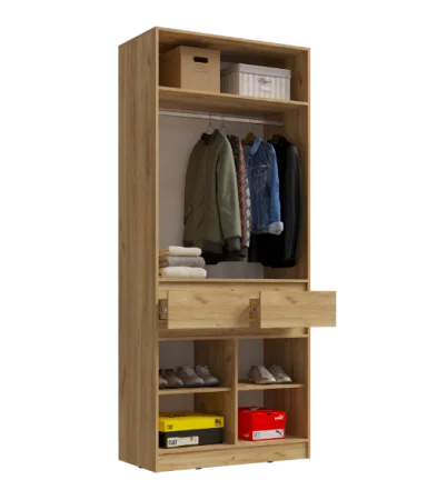 Шкаф 2-х створчатый Роджина дуб крафт/белый глянец