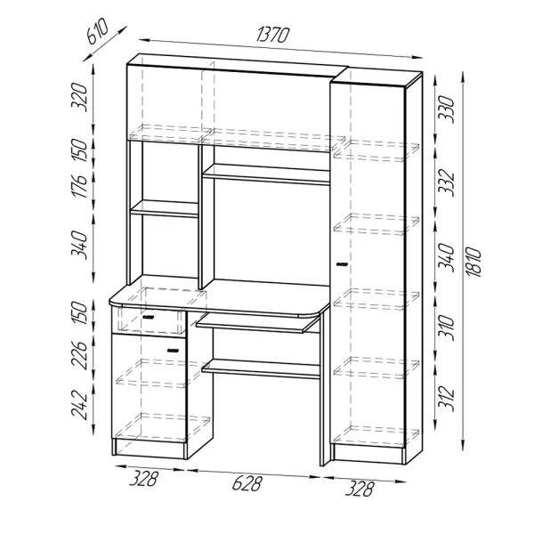 Стол рабочий 6-0603 Aльфа ясень шимо светлый