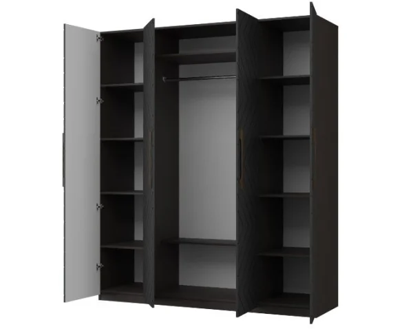 Шкаф 4-х створчатый Копенгаген венге/черный матовый