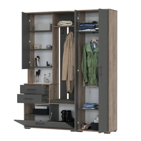 Модульная прихожая Домино дуб крафт табачный/графит